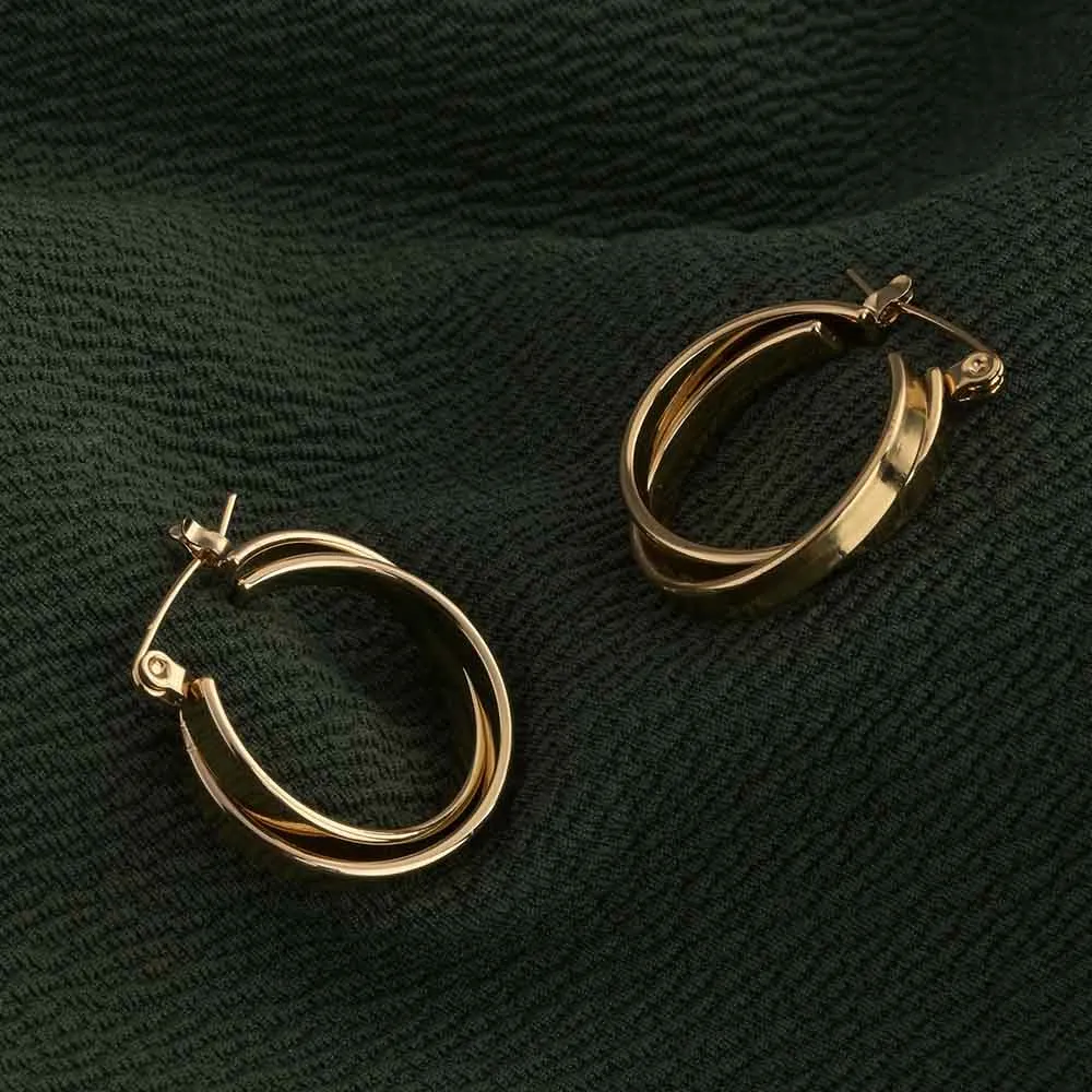 Minimalist double Layered Gold Hoops