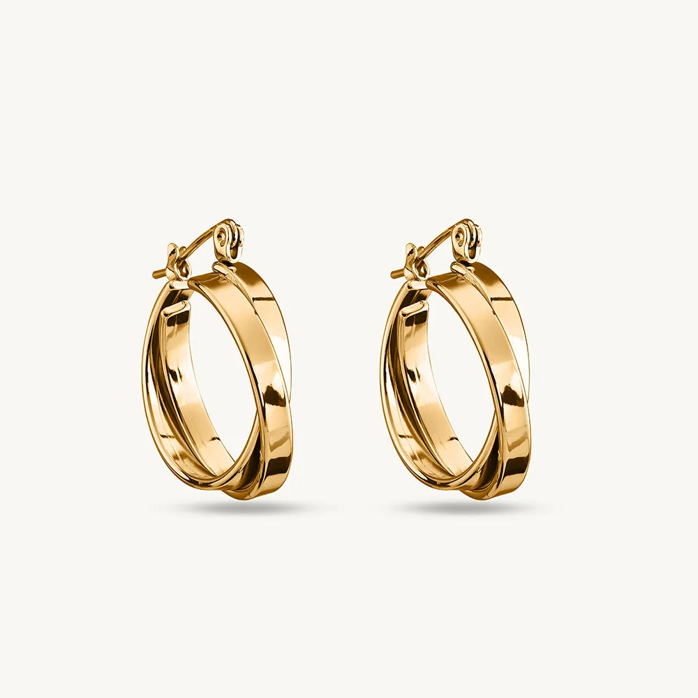 Minimalist double Layered Gold Hoops