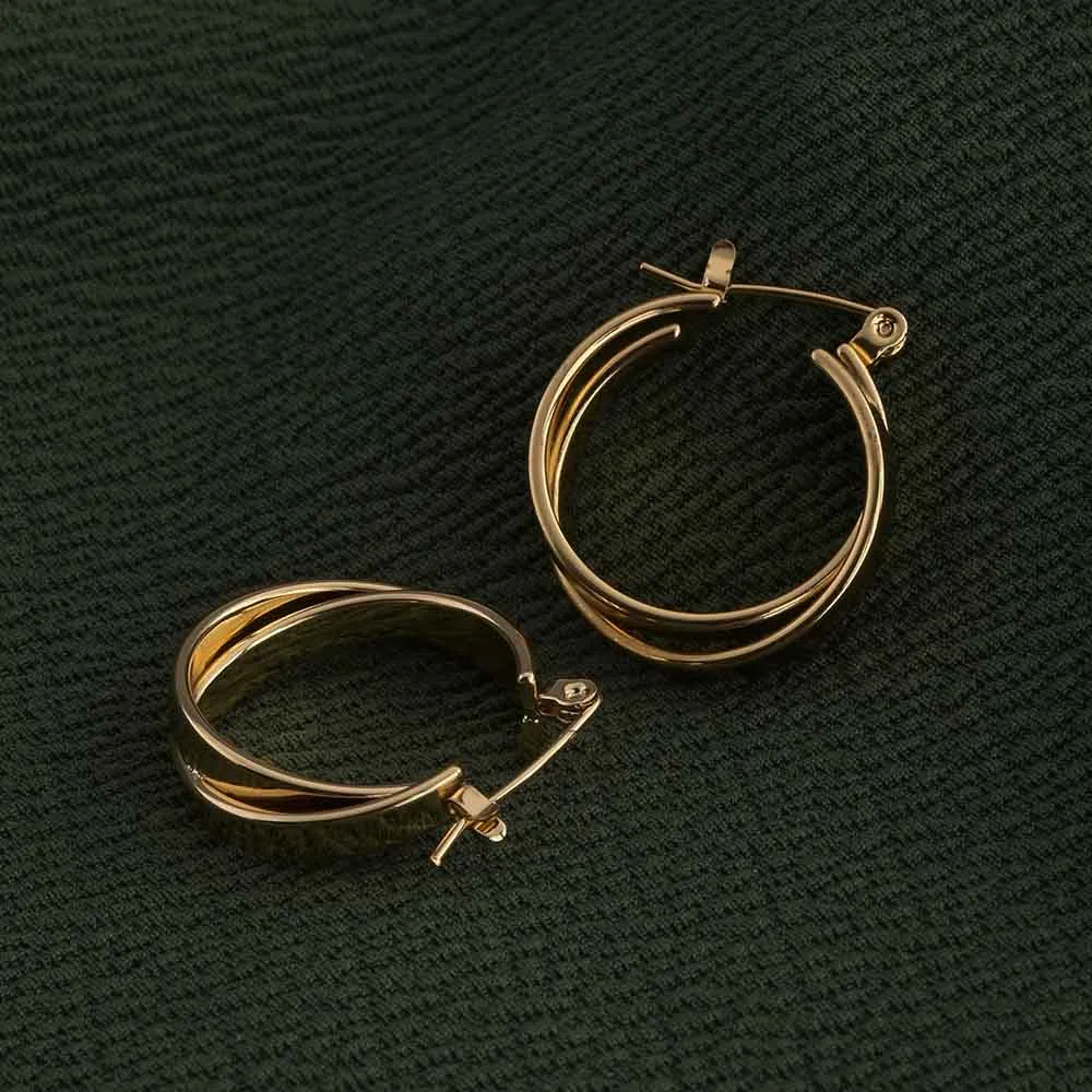 Minimalist double Layered Gold Hoops