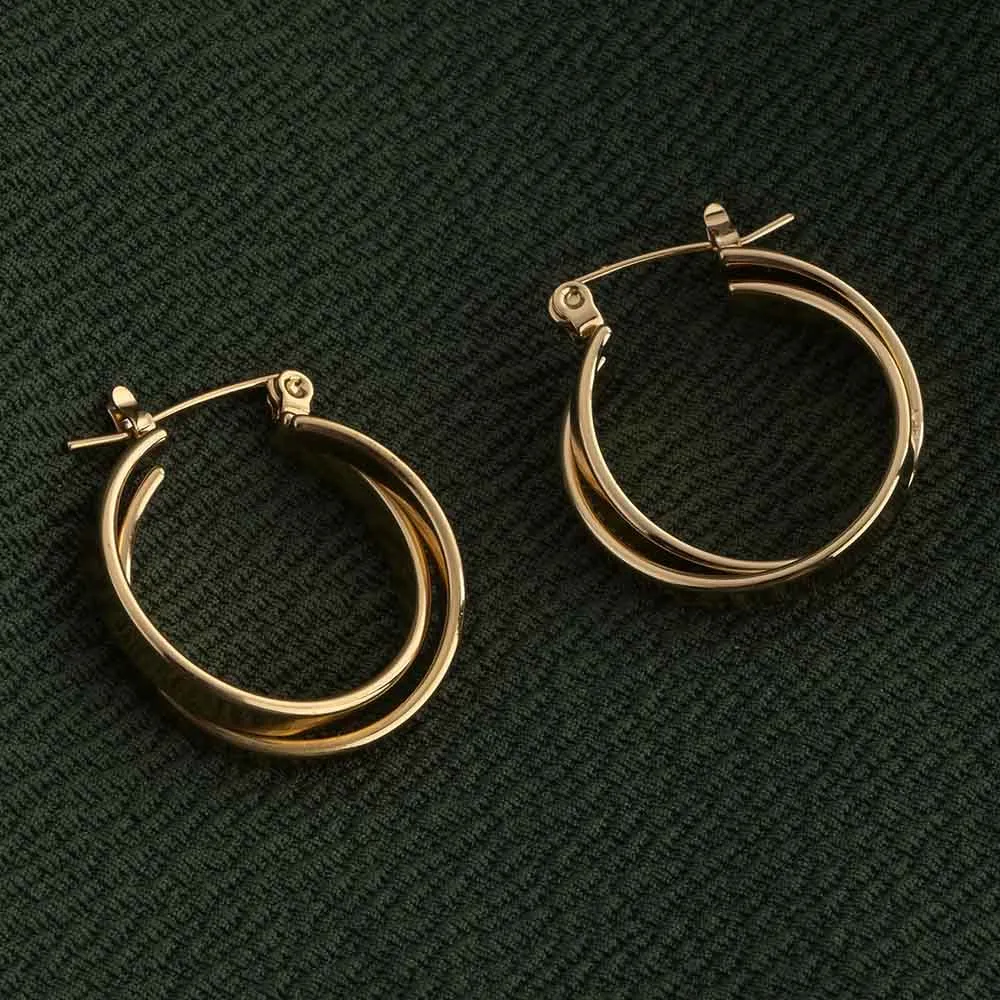 Minimalist double Layered Gold Hoops