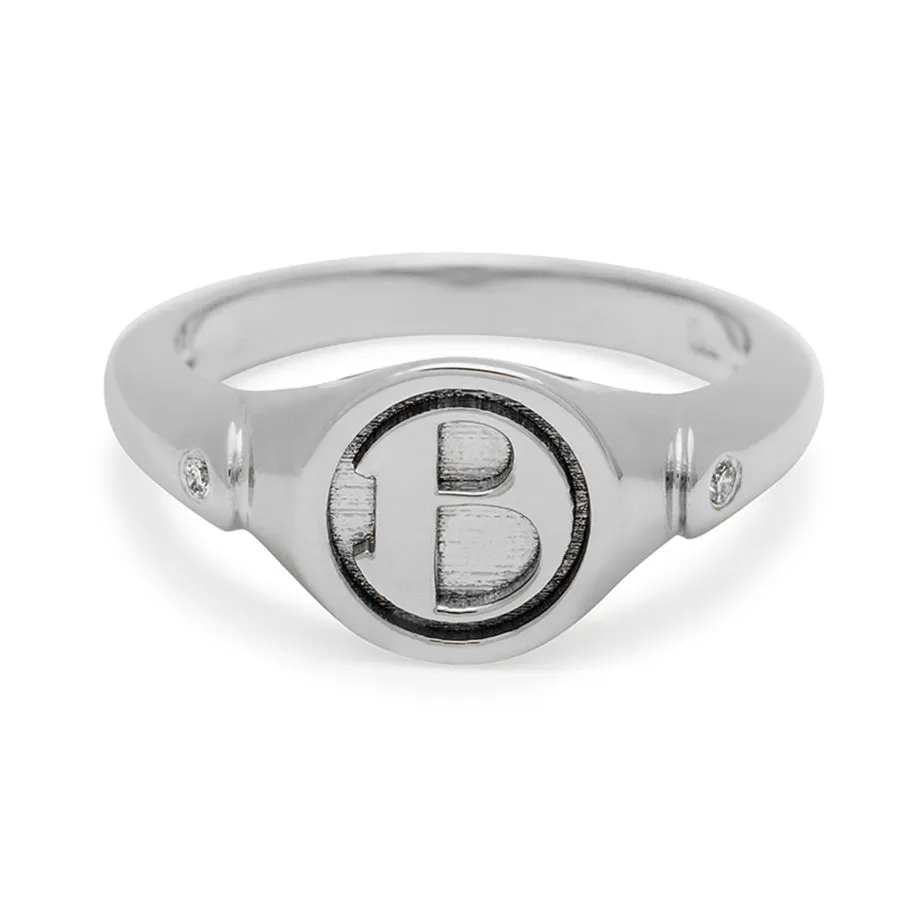 Monogrammed B Signet Ring - Sterling Silver