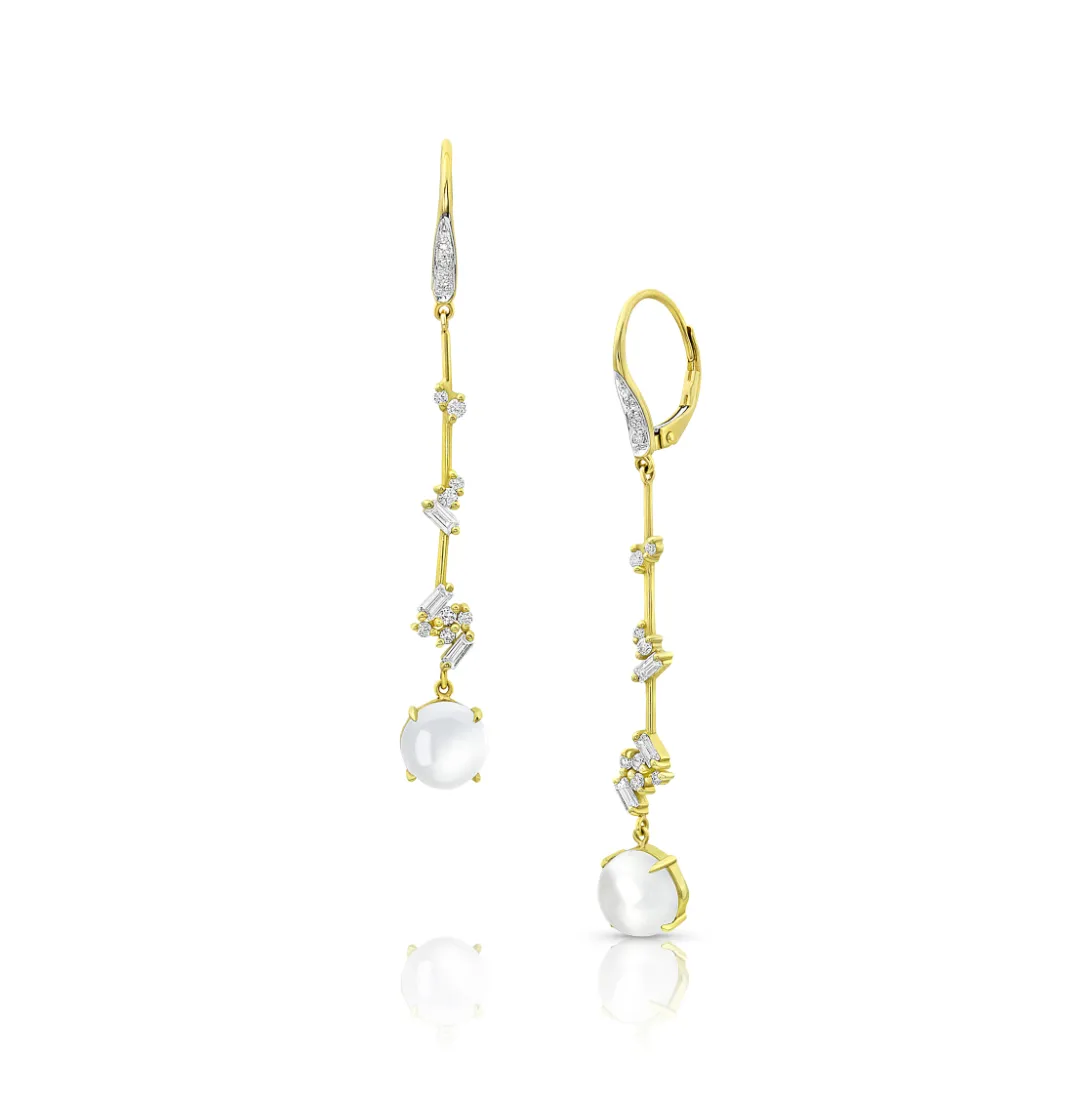 Moonstone and Diamond Luxe Threader Earrings by Meredith Young