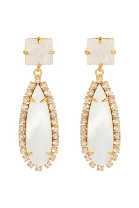 Moonstone Pearl Drop Earrings