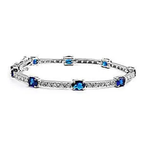 Morgan: Sparkling 10.3ct Sapphire & CZ 925 Silver Tennis Bracelet