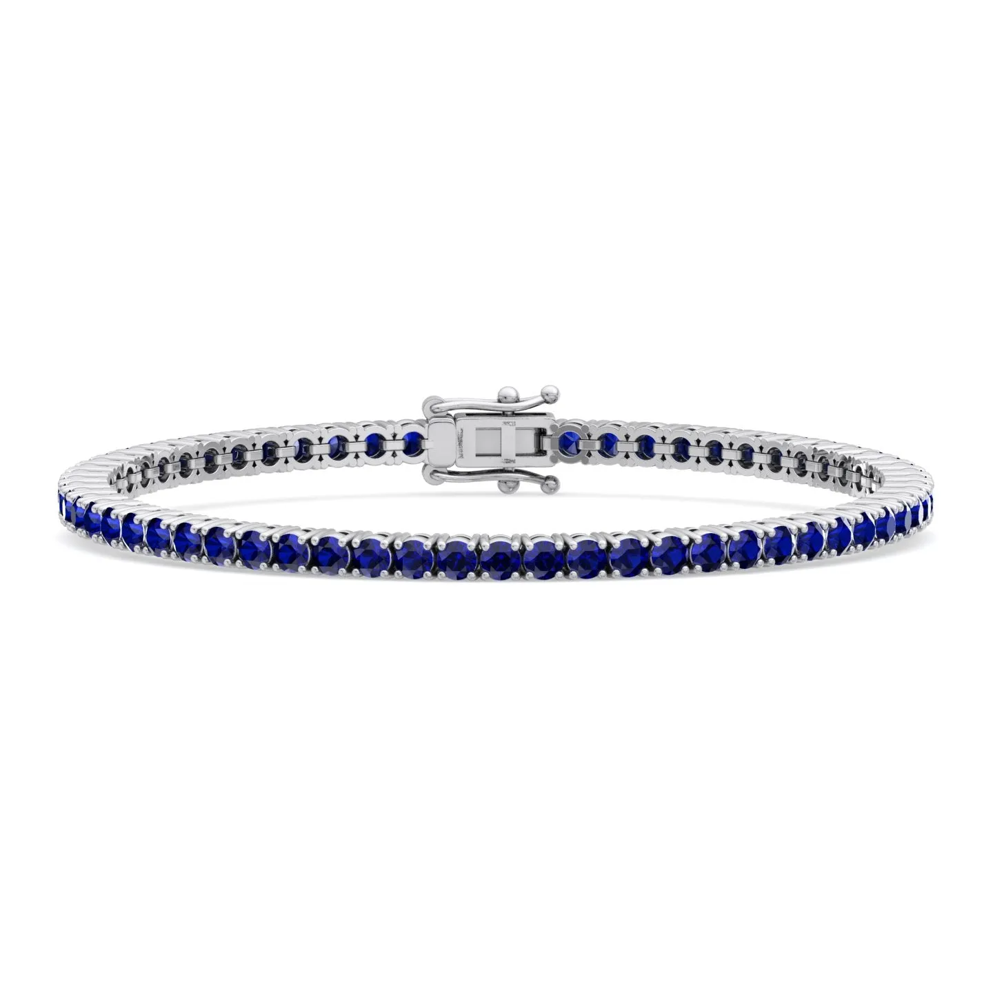 Natural Blue Sapphire Tennis Bracelet 14K Solid Gold