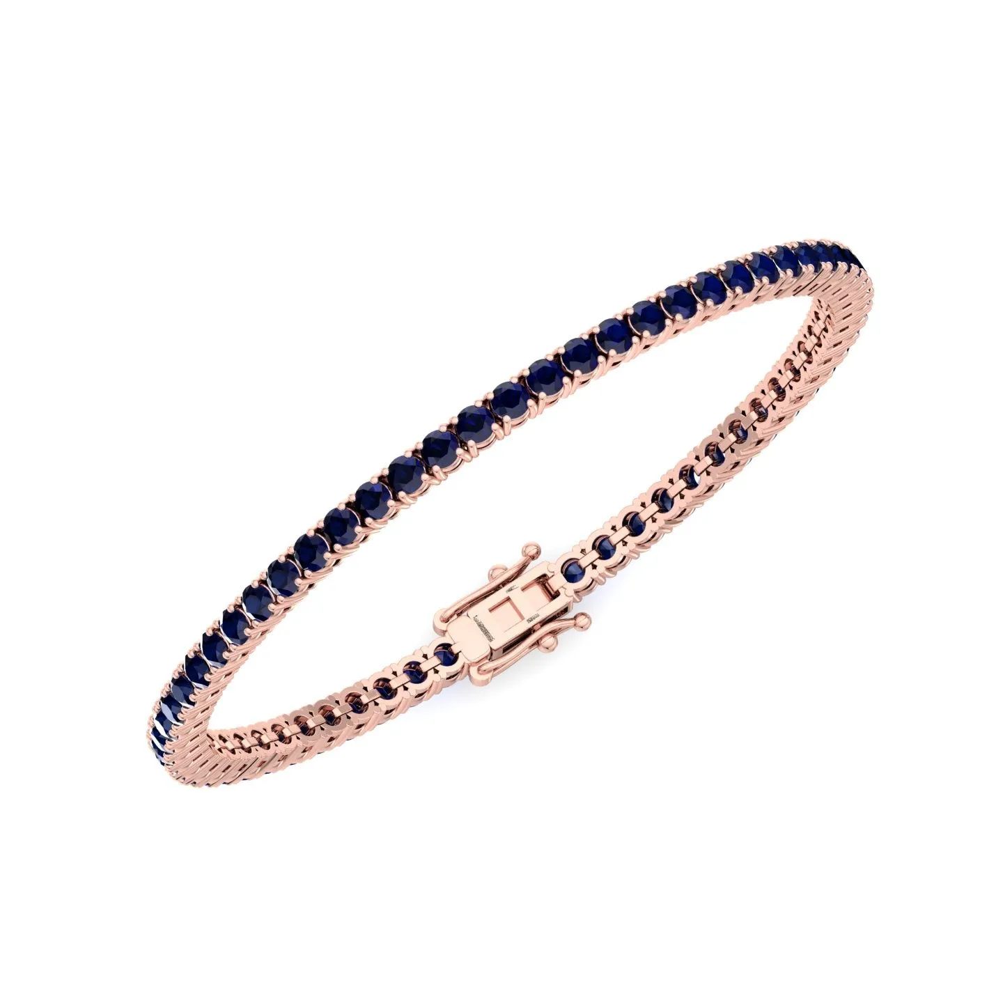 Natural Blue Sapphire Tennis Bracelet 14K Solid Gold