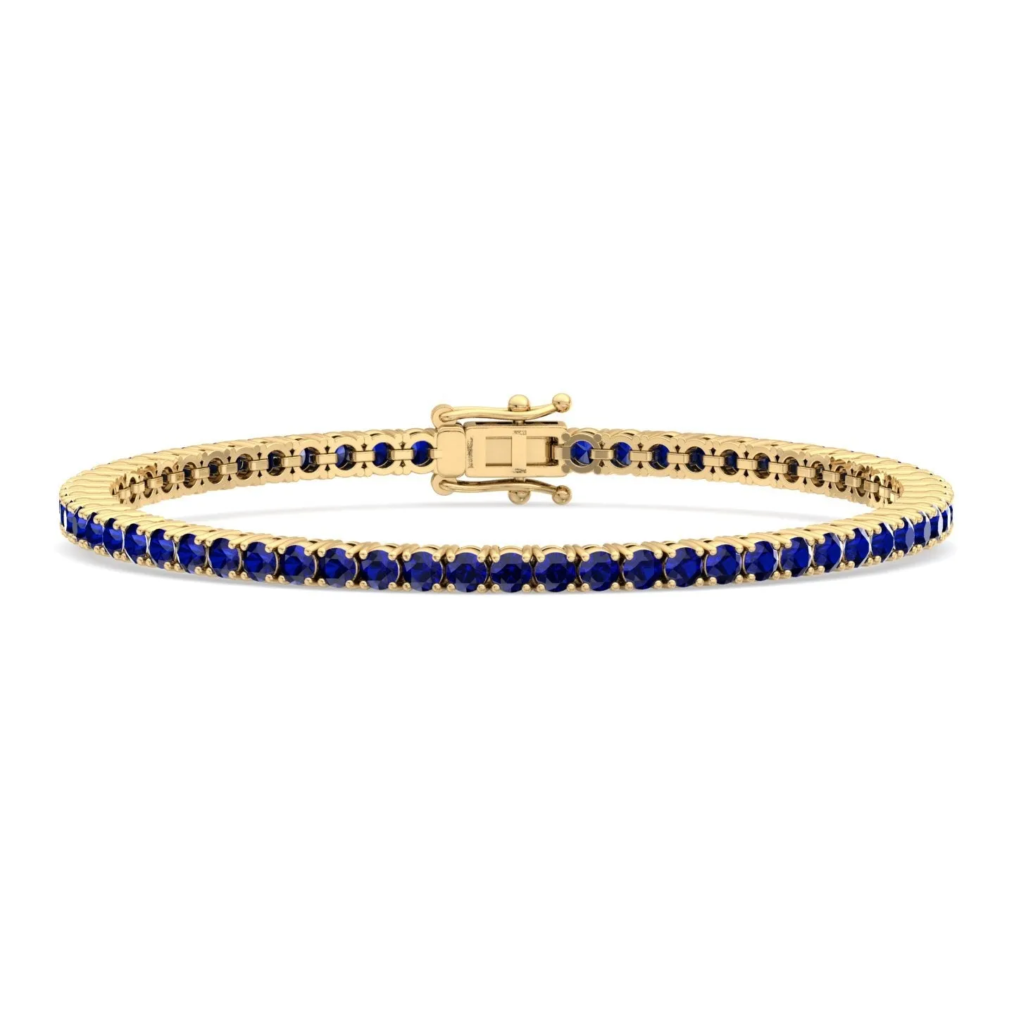 Natural Blue Sapphire Tennis Bracelet 14K Solid Gold