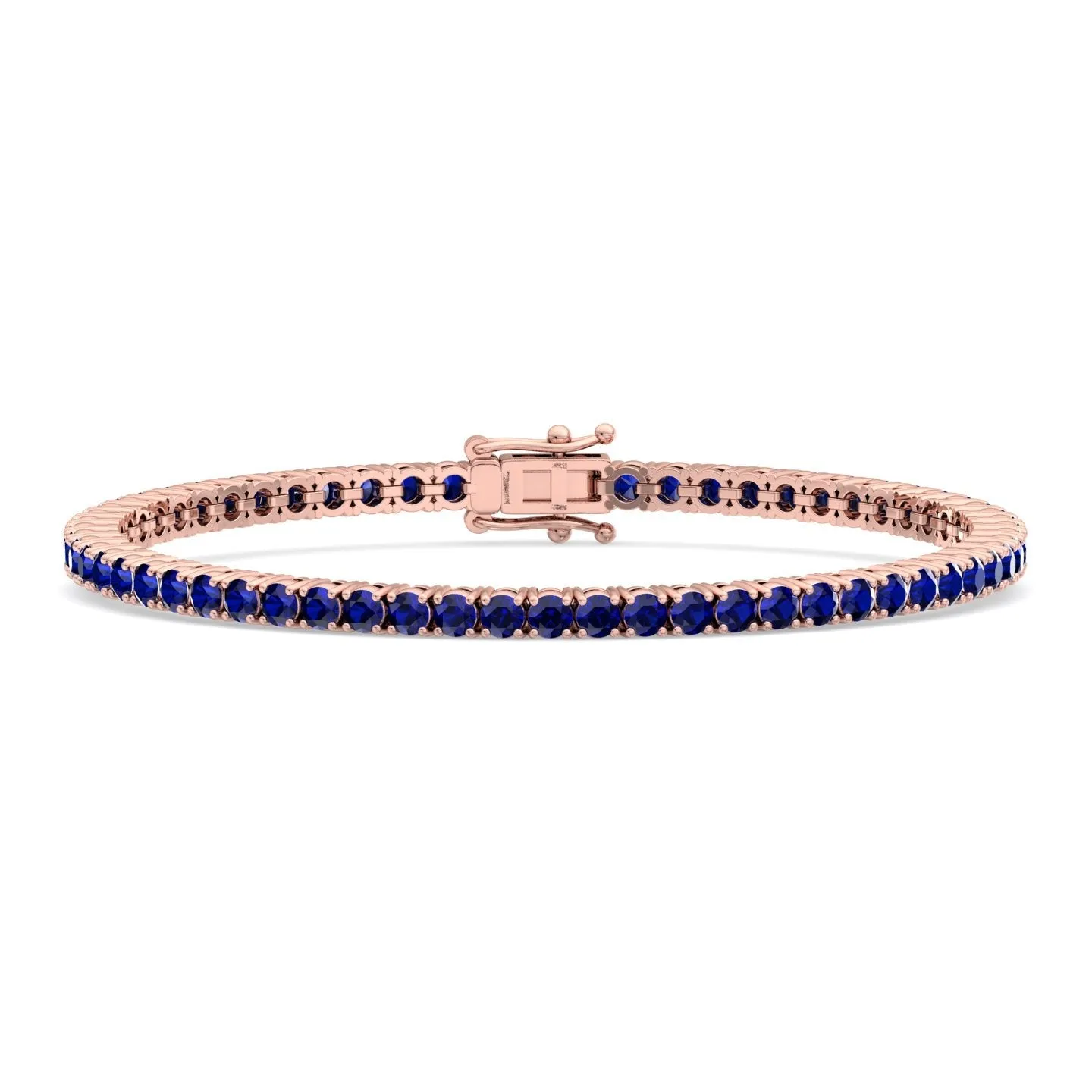 Natural Blue Sapphire Tennis Bracelet 14K Solid Gold