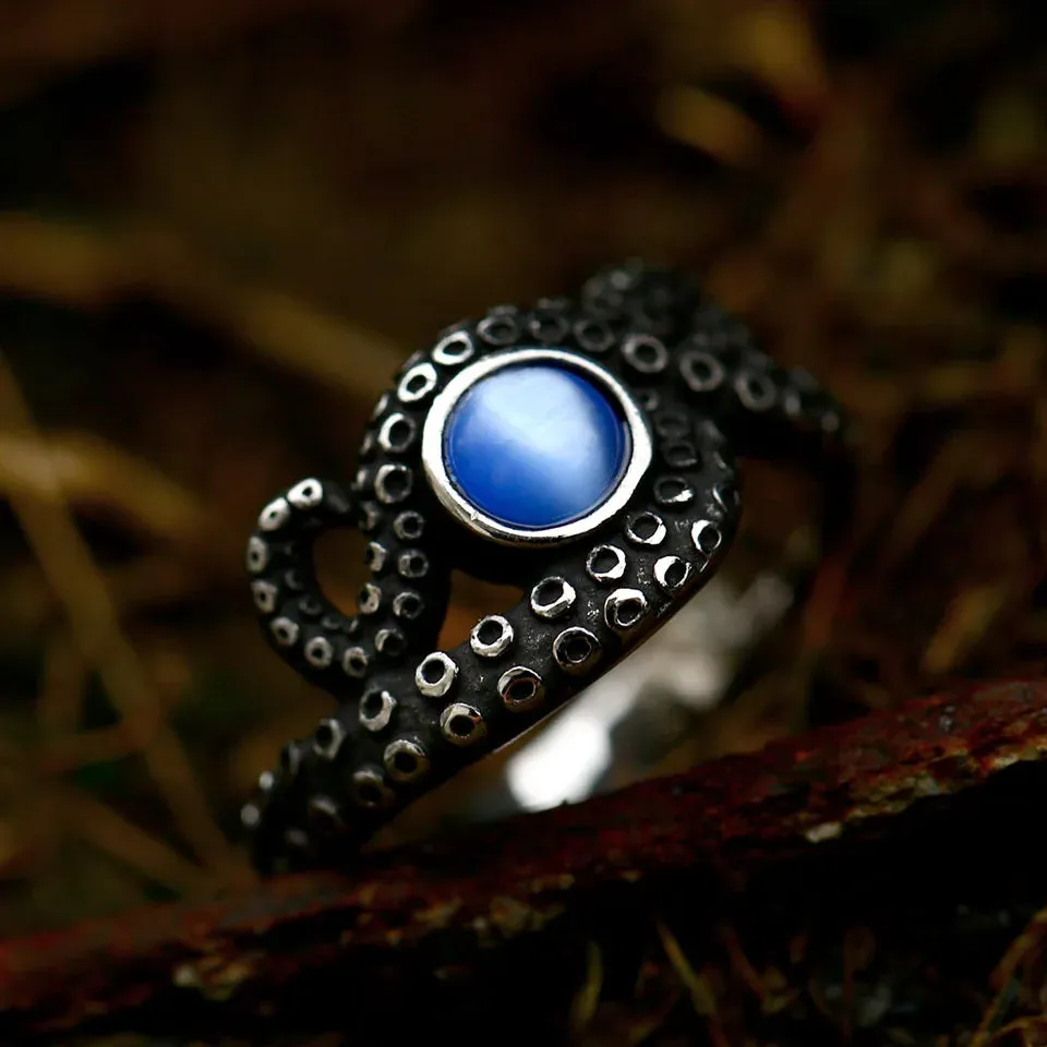 Octo-skull stainless steel ring