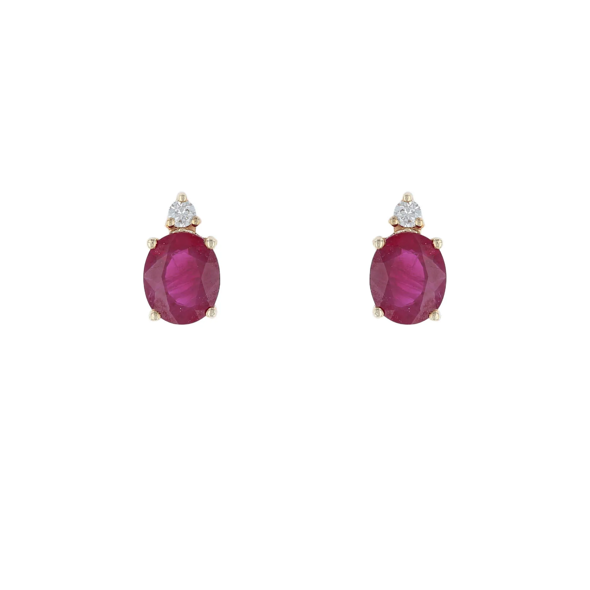Oval Ruby & Diamond Stud Earrings