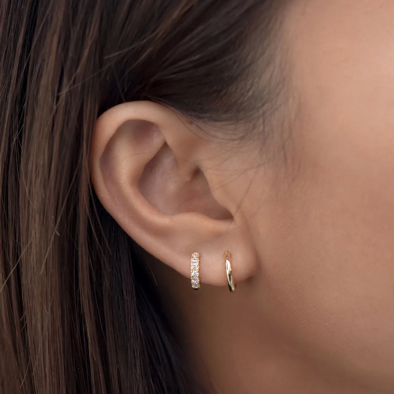 Pave Huggie Earrings 14K