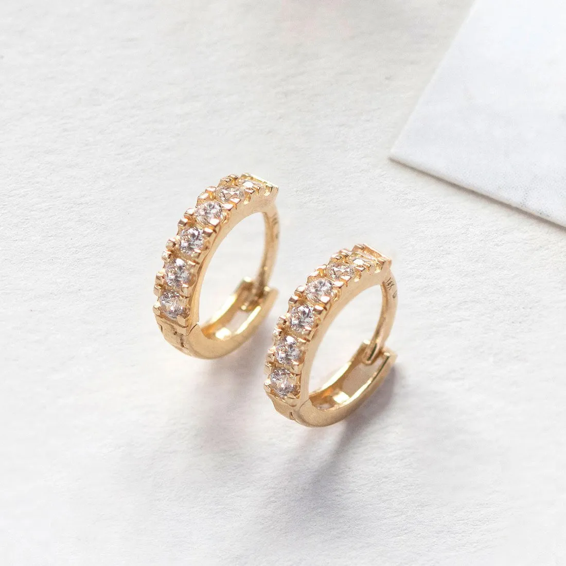 Pave Huggie Earrings 14K