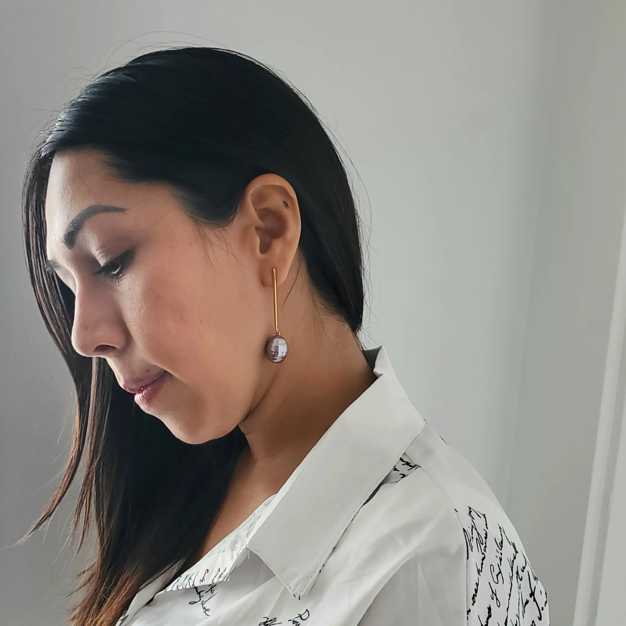 Pearl Earrings- Brass Coated