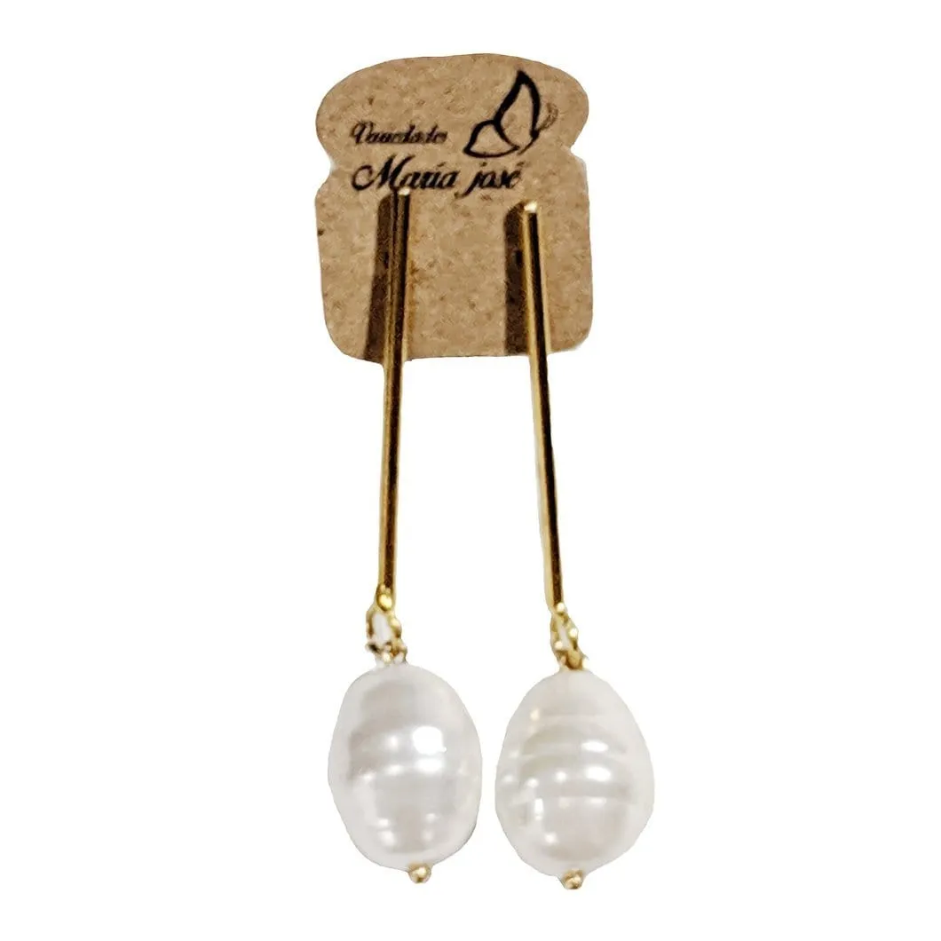 Pearl Earrings- Brass Coated