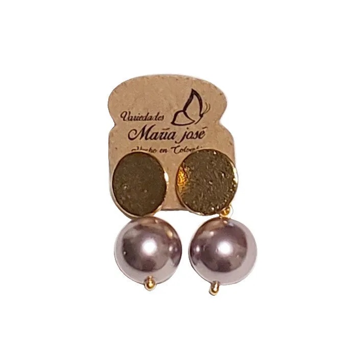 Pearl Earrings- Brass Coated