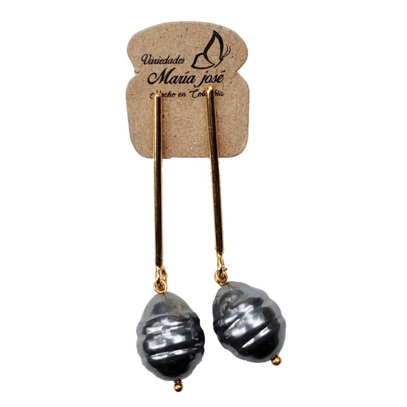 Pearl Earrings- Brass Coated