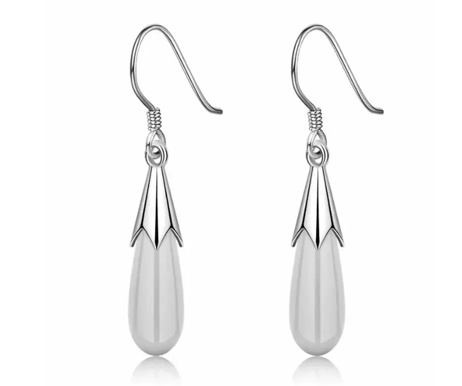 Pink, White, and Green Moonstone Opal Drop Earrings