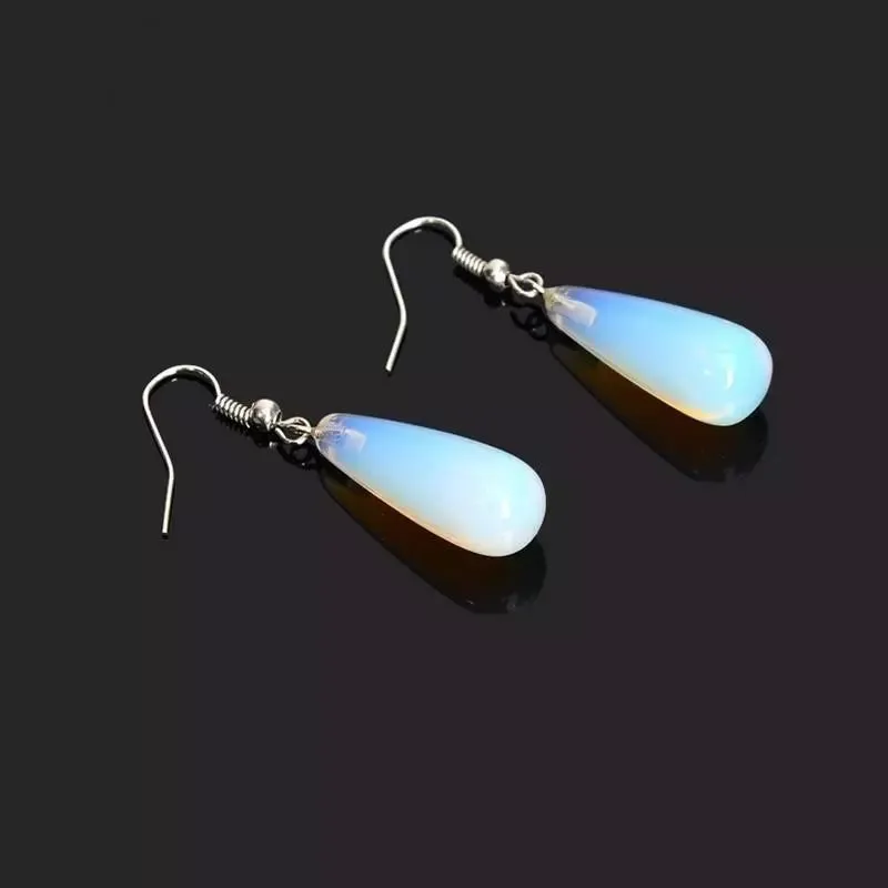 Pink, White, and Green Moonstone Opal Drop Earrings