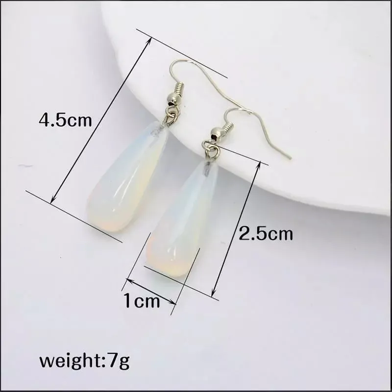 Pink, White, and Green Moonstone Opal Drop Earrings