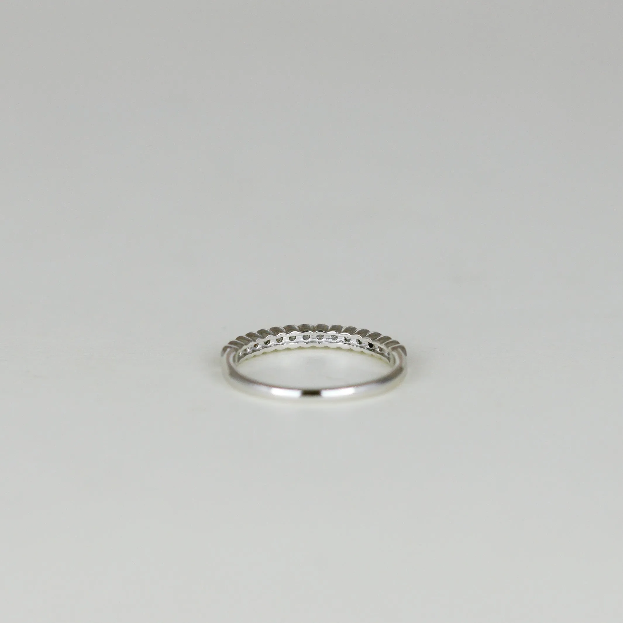 Platinum 0.20ct Round Brilliant Diamond Scalloped Edge Half Eternity Ring