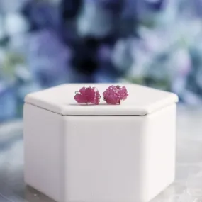 Raw Ruby Silver Stud Earrings