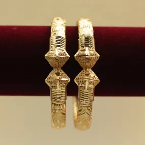 Real Gold Tone Thick Kada Bangles - SS008 - Daily Wear/Office Wear/Function Wear Bangles