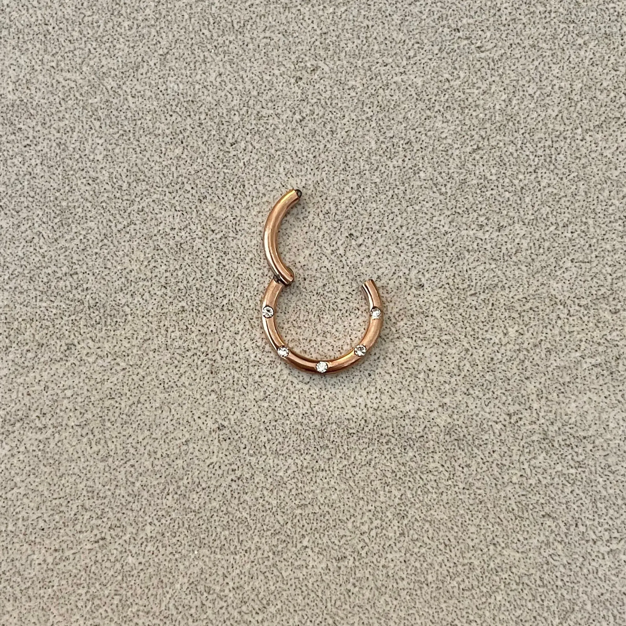 Rose Gold CZ Daith Earring (16G | 8mm or 10mm | Surgical Steel | Rose Gold, Gold, Silver, Black, or Rainbow)