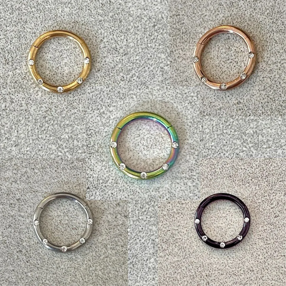 Rose Gold CZ Daith Earring (16G | 8mm or 10mm | Surgical Steel | Rose Gold, Gold, Silver, Black, or Rainbow)