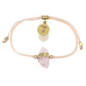 ROSE QUARTZ CRYSTAL BRACELET -PALE PINK - GOLD