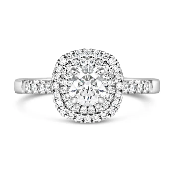 Round Brilliant Cushion Halo Engagement Ring 1ct - Laboratory Grown Diamond