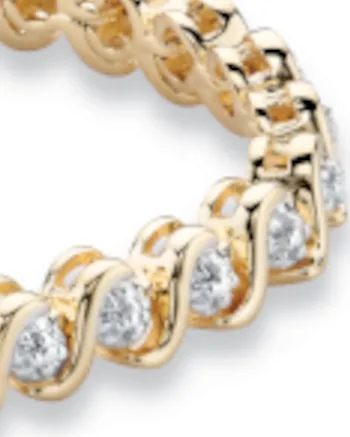 Round Diamond Accent S-Link Tennis Bracelet Yellow Gold-Plated 7.5" | White
