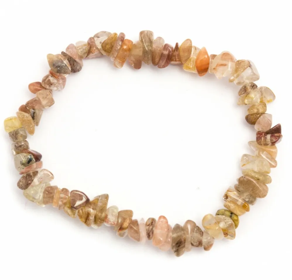 Rutilated Quartz Crystal Chip Bracelet