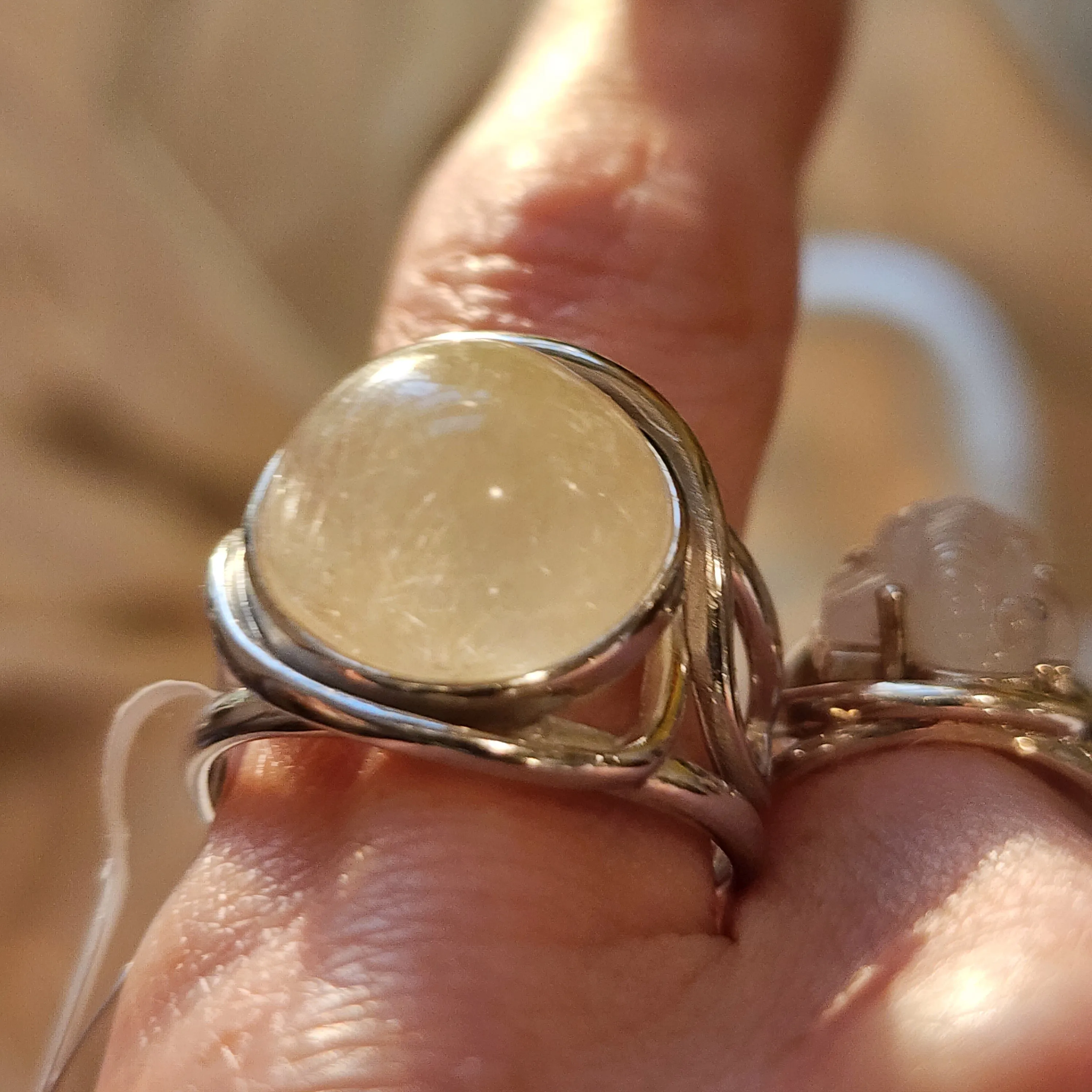 Shooting Star Gold Rutile in Quartz Finger Cuff Adjustable Ring .925 Sterling Silver for Accelerating Manifestations