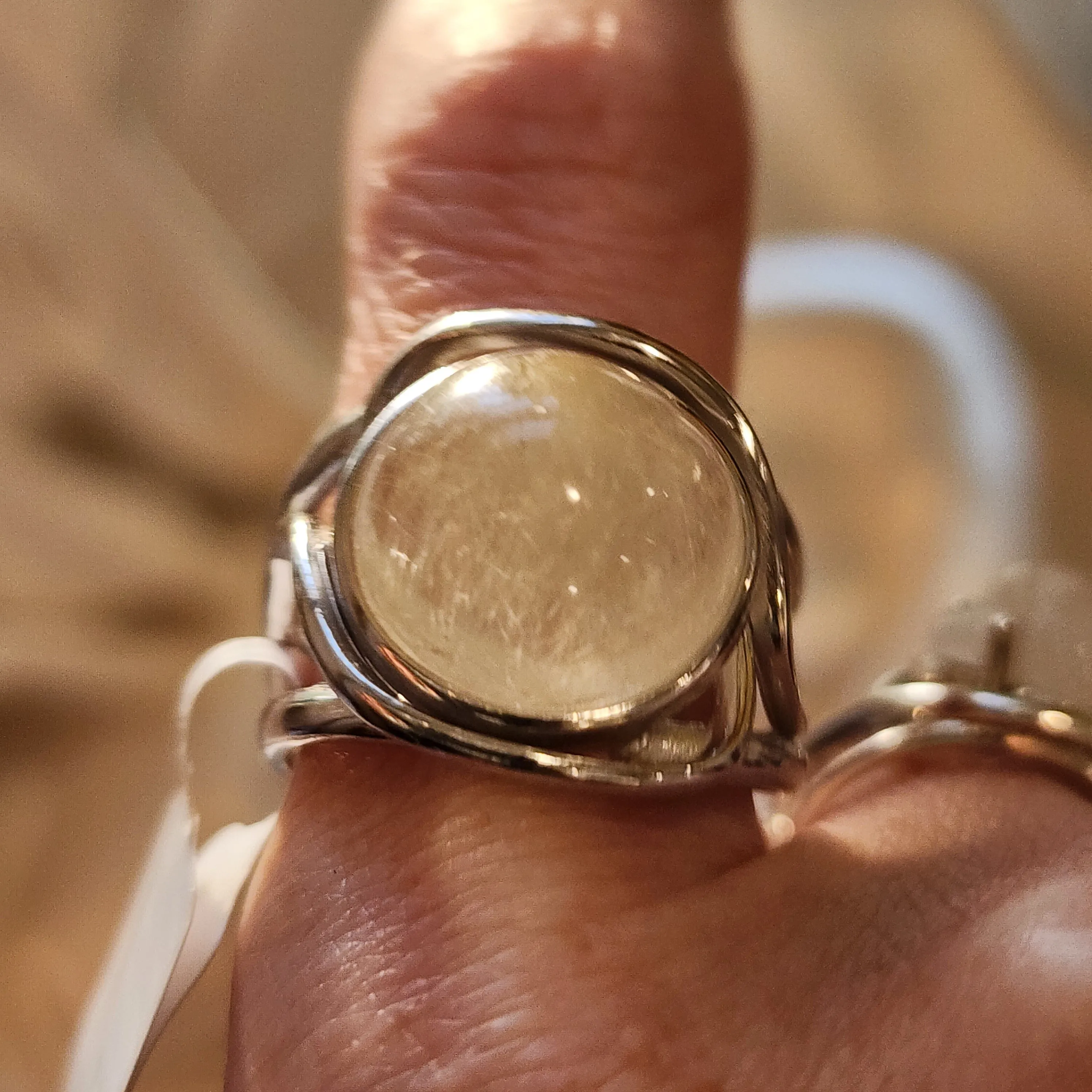 Shooting Star Gold Rutile in Quartz Finger Cuff Adjustable Ring .925 Sterling Silver for Accelerating Manifestations