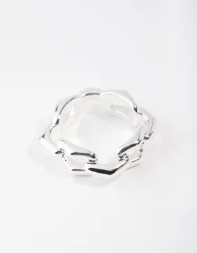 Silver Plated Rectangle Link Ring