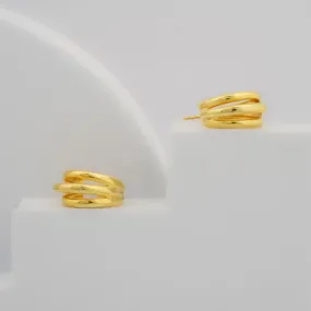 Silver Statement Hoop Twisted Layered Yellow Gold Earring For Woman