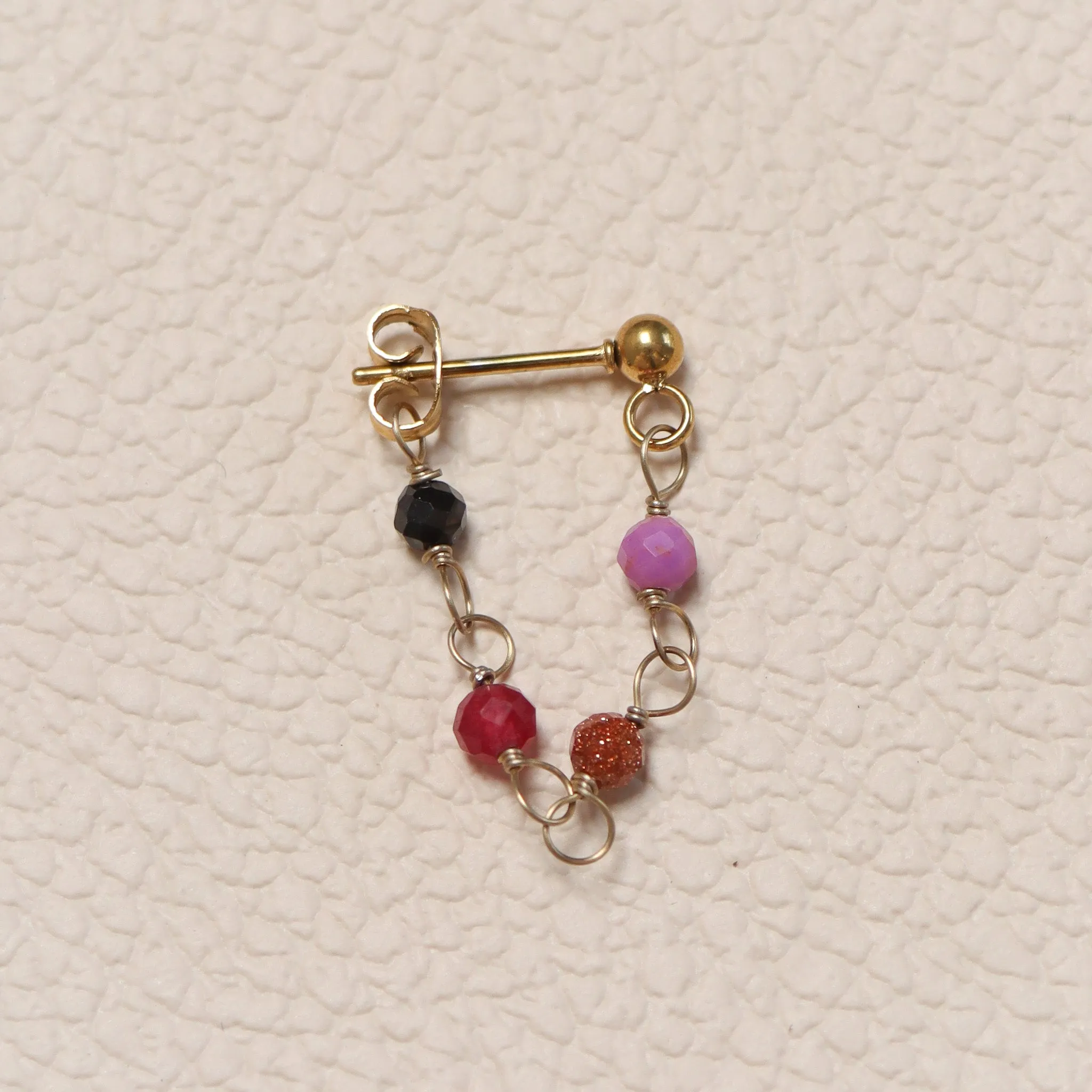 Single Hoop Stud Ruby Gold