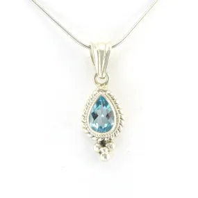 Sterling Silver Blue Topaz 7x9mm Teardrop Pendant