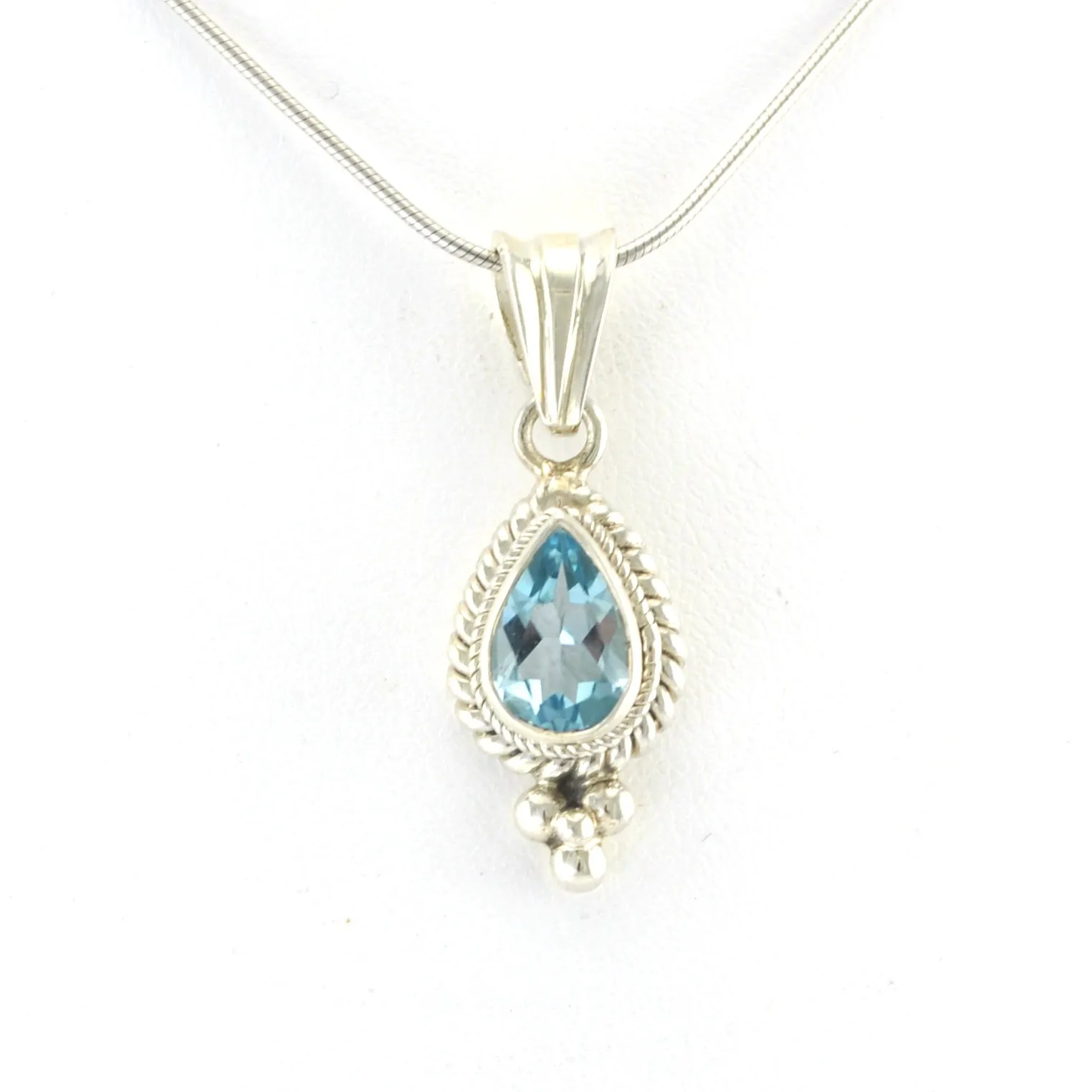 Sterling Silver Blue Topaz 7x9mm Teardrop Pendant