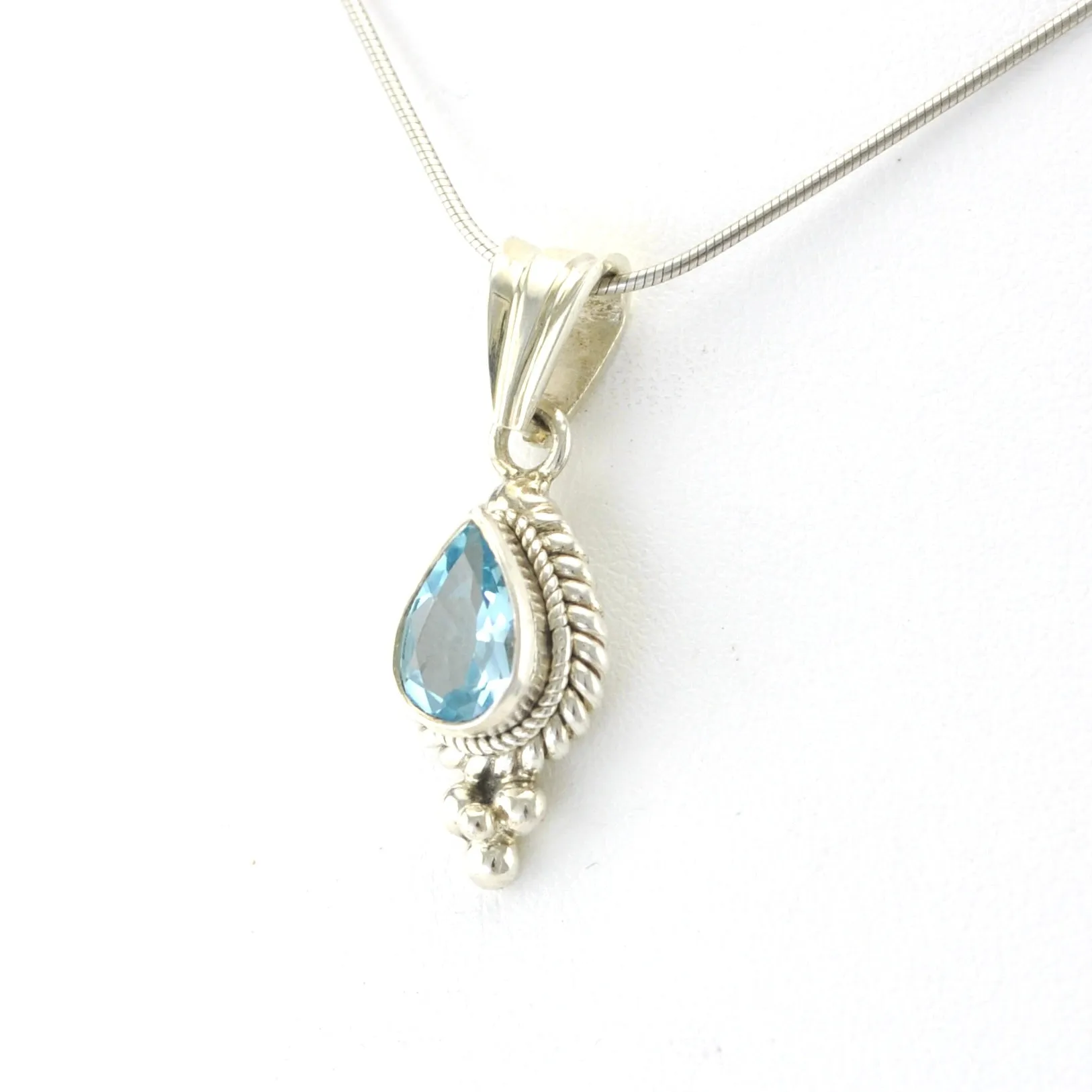 Sterling Silver Blue Topaz 7x9mm Teardrop Pendant