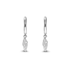 Sterling Silver Feather Mini Hoop Earrings