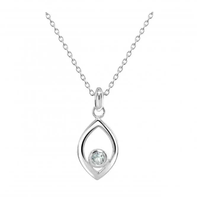 Sterling Silver Open Marquise Blue Topaz Pendant 9706BT