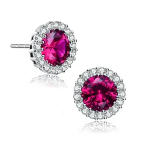 Sterling Silver Rhodium Plated Round Earrings