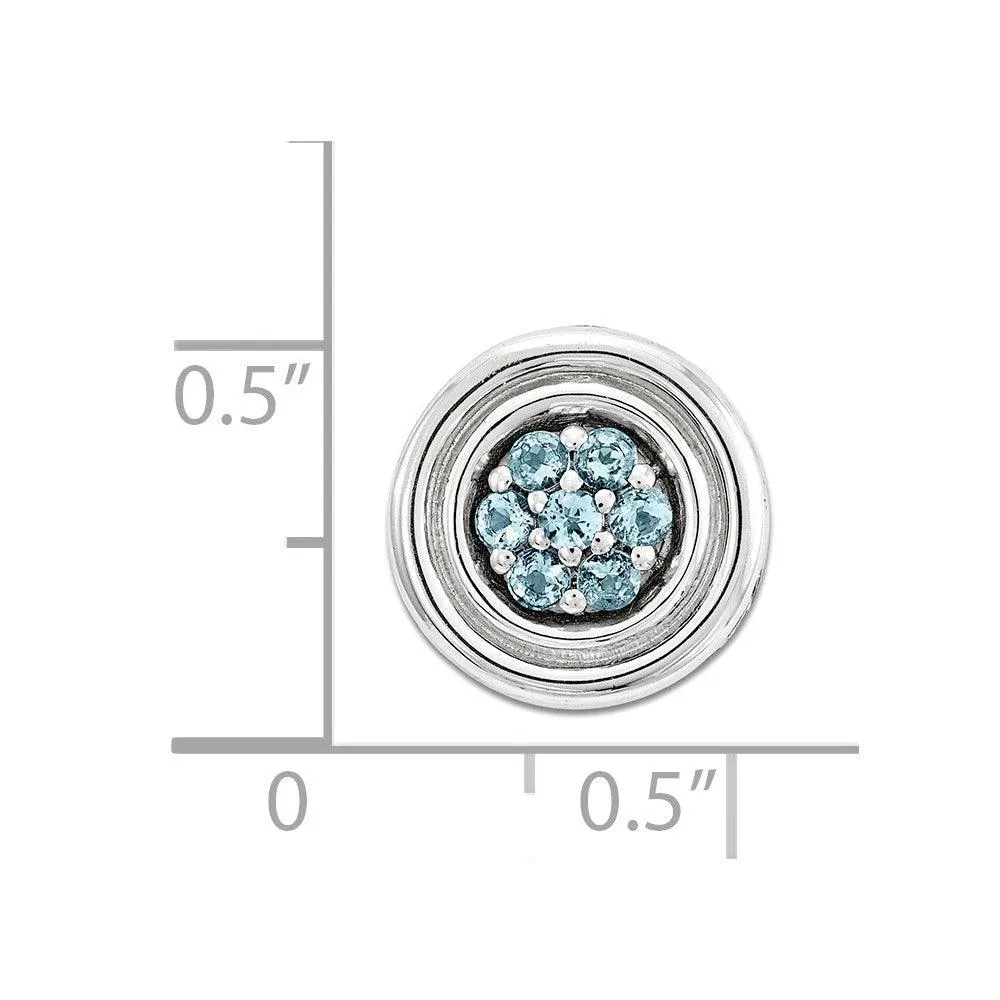 Sterling Silver Stackable Expressions Small Polished Blue Topaz Chain Slide