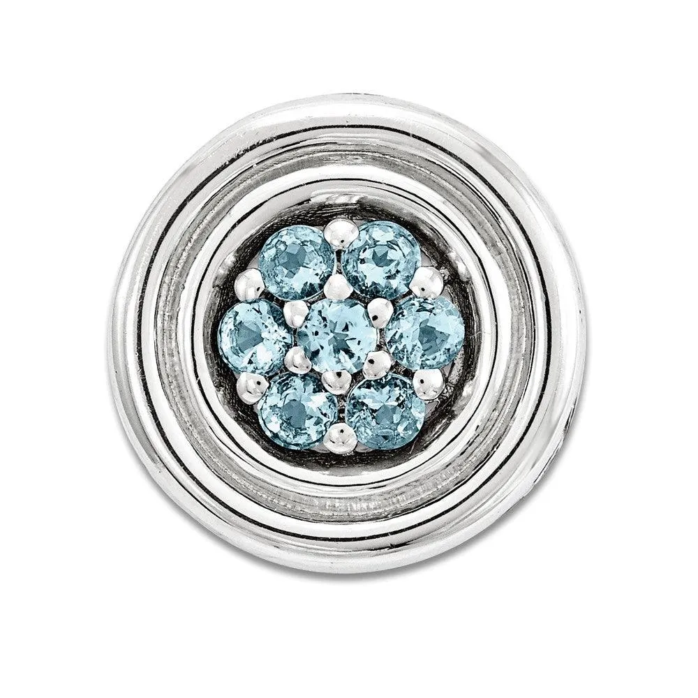 Sterling Silver Stackable Expressions Small Polished Blue Topaz Chain Slide