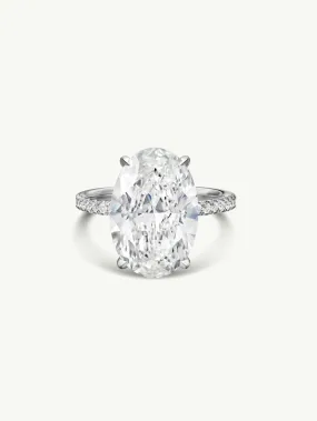 Suma Oval-Shaped Brilliant Cut White Diamond Engagement Ring In 18K White Gold