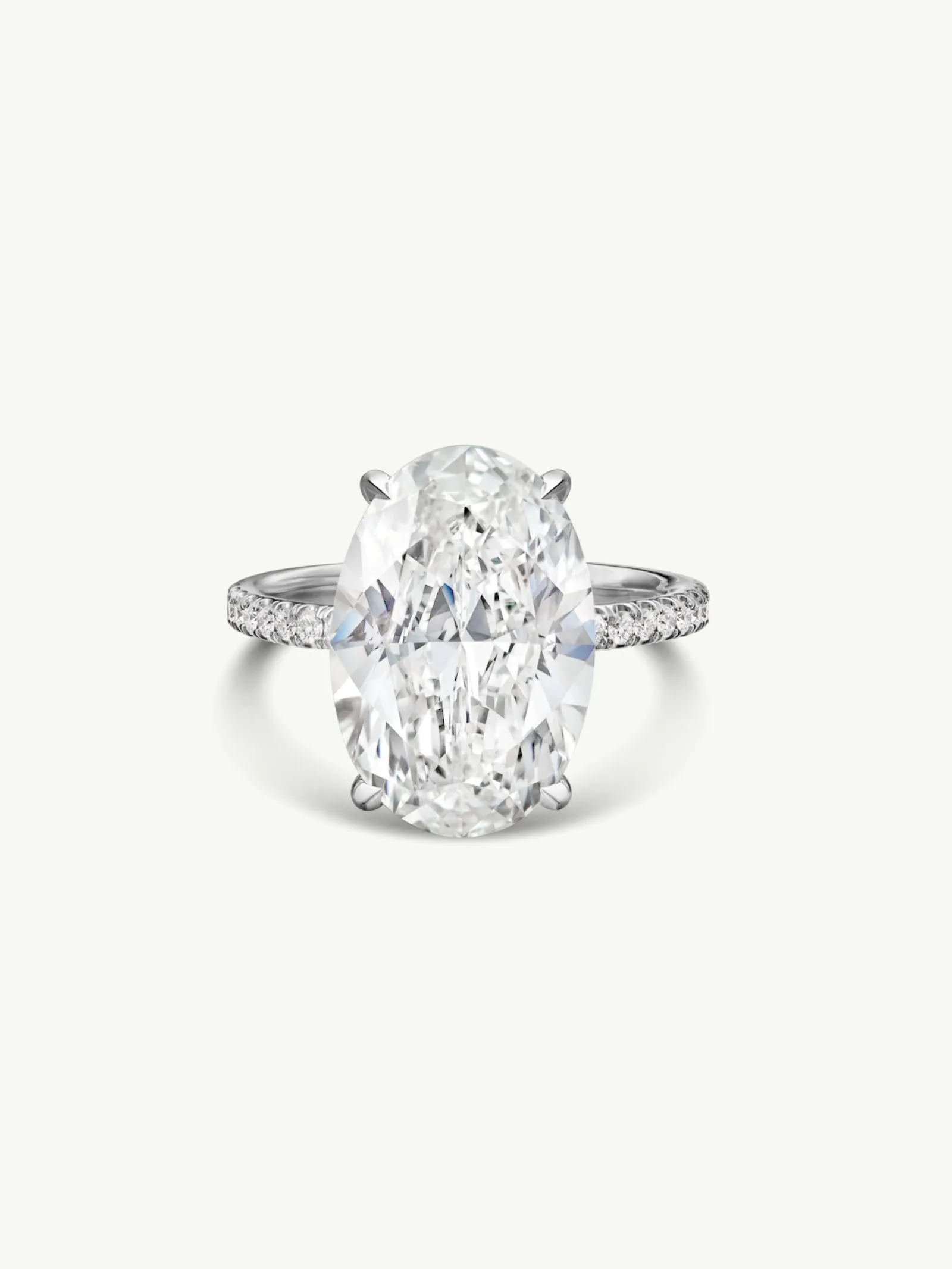 Suma Oval-Shaped Brilliant Cut White Diamond Engagement Ring In 18K White Gold