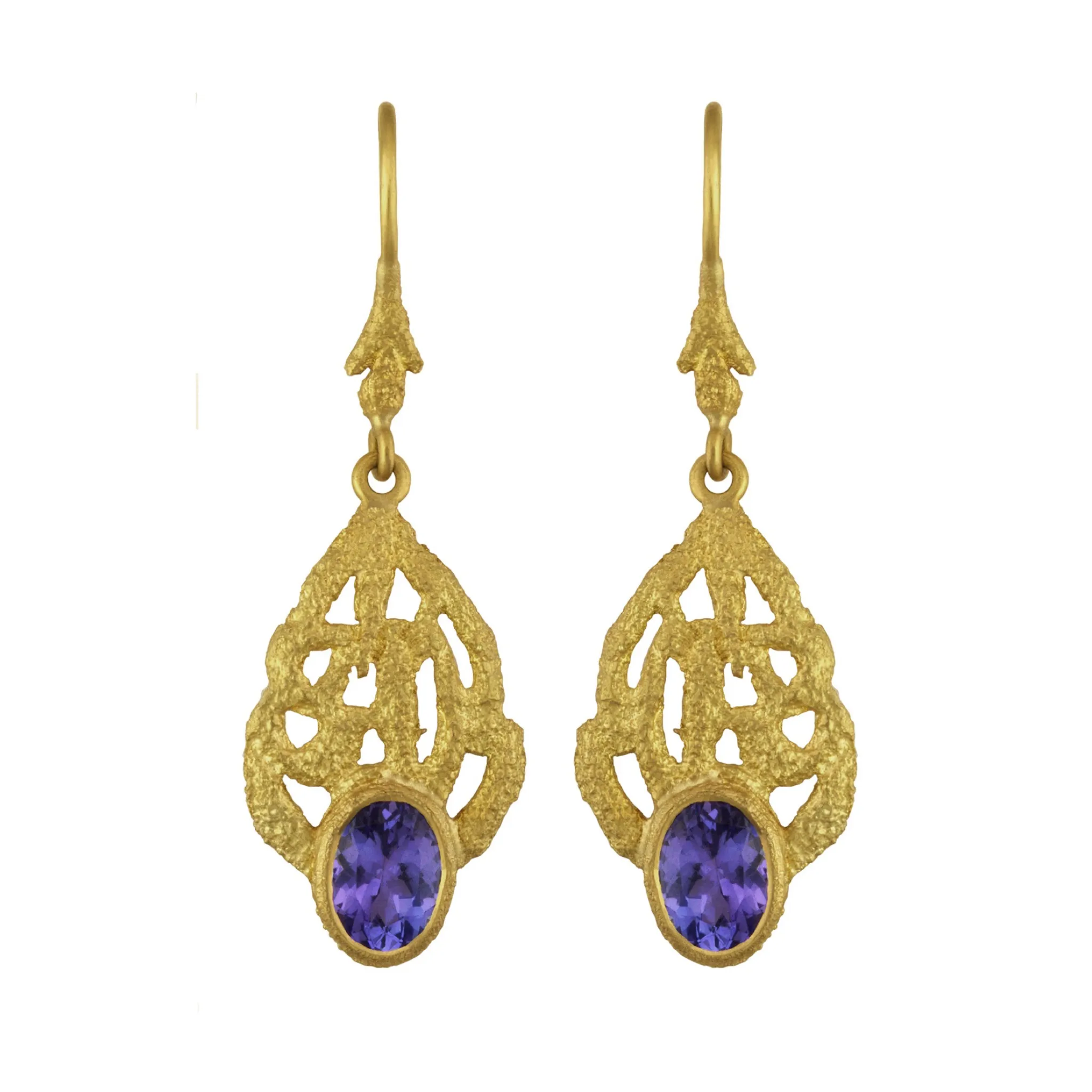 Tanzanite Honeycomb Earrings by Laurie Kaiser