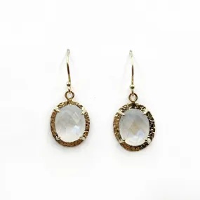 Teardrop Moonstones Encircled in Hammered Yellow Gold