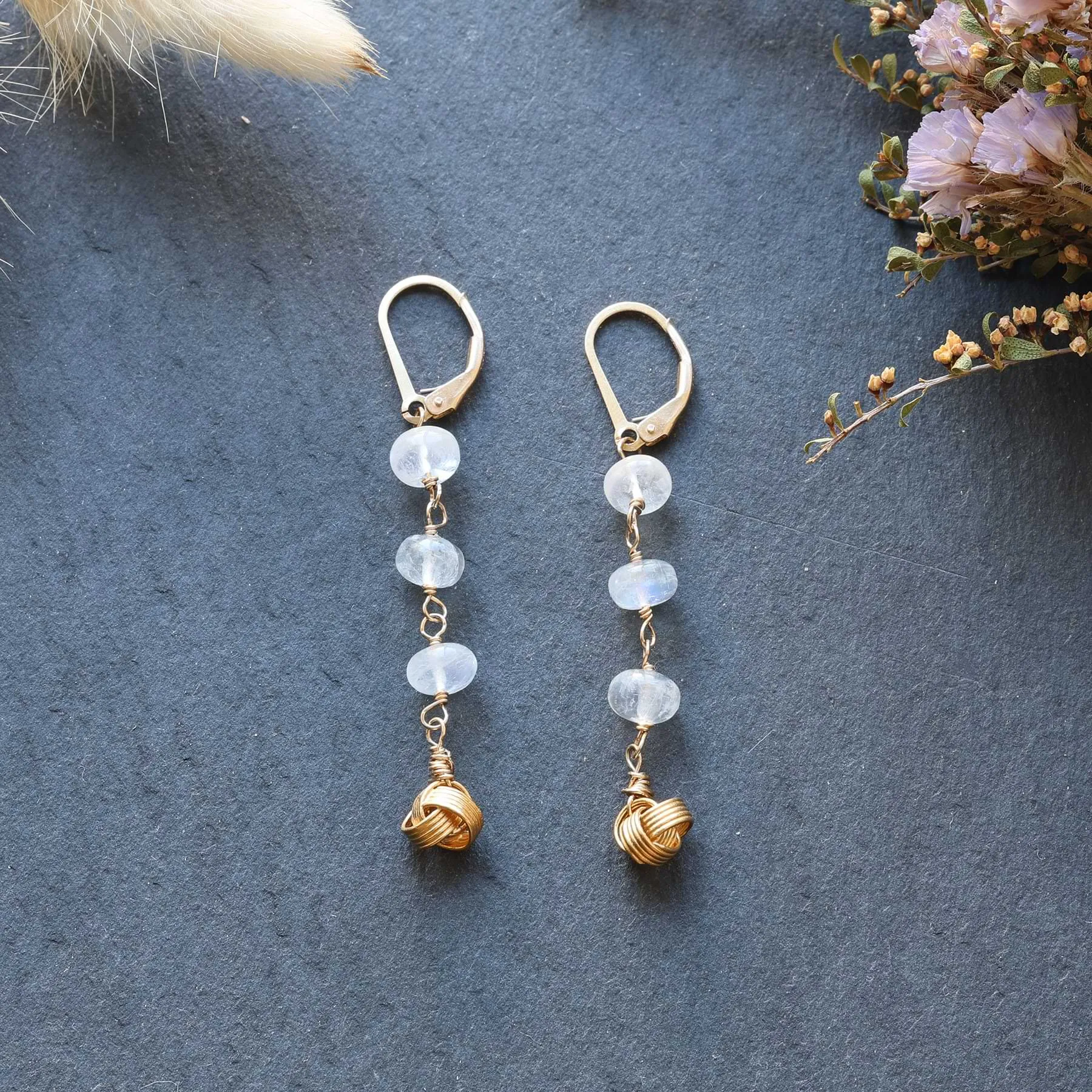 The Knot - Moonstone Gold Earrings